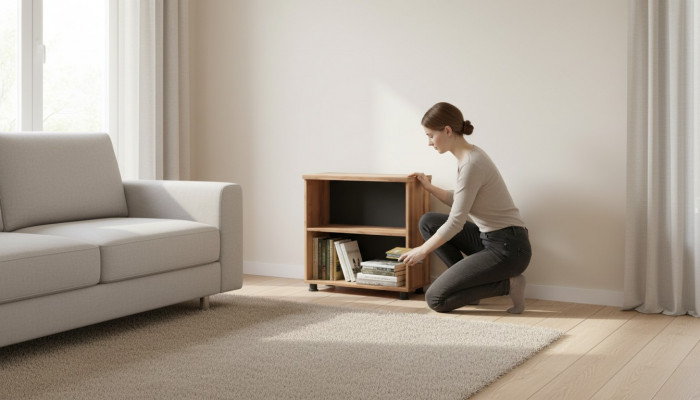 Aktiounskabinett mat Ablagebuedem Aarbechtszëmmer Braun Eenfaarweg Modern Stil