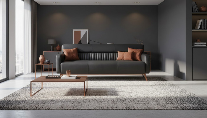 Aarbechtszëmmer 3-Sëtzer Sofa Schwaarz Eenfaarweg Modern Design Wunnzëmmer