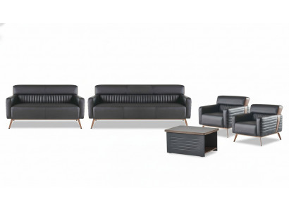Schwaarz Büro Ariichtung Luxus Lieder Sofaen Designer Sëtz Tisch