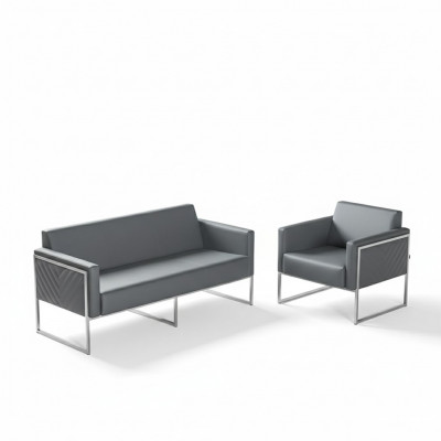 Aarbechtszëmmer Set 2tlg 3-Sëtzer mat Sëtz Grey Eenfaarweg Modern Design