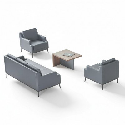 Aarbechtszëmmer-Set 4tlg 3-Sëtzer 2x Still Couchtisch Donkelgro Braun