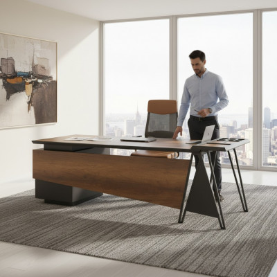 Schreifdësch Bürodesk Aarbechtszëmmer Braun Gro Zweefaarweg Modern Design
