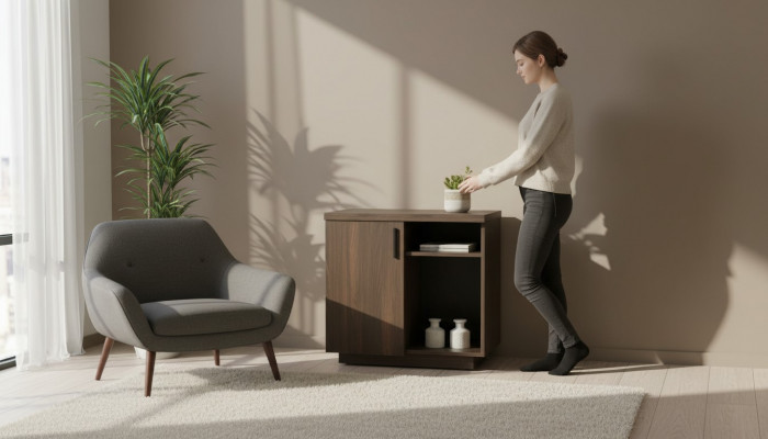 Kommod Braun Eefaarweg Modern Design Rechteckeg Aarbechtszëmmer Wunnzëmmer