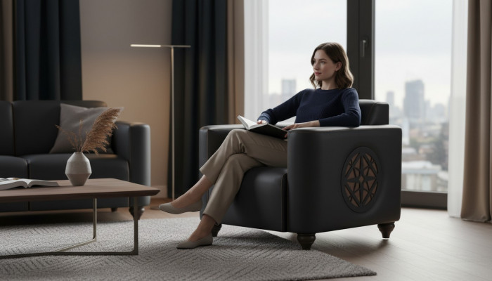 Schwaarzen eenfaarwege Sessell Modern Design Stil Aarbechtszëmmer Wunnzëmmer