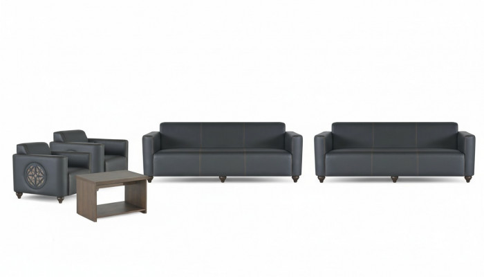 Stylvoll Aarbechtszëmmer Miwwelen Designer 2x 3-Sëtzer 2x Fotell Couchtësch