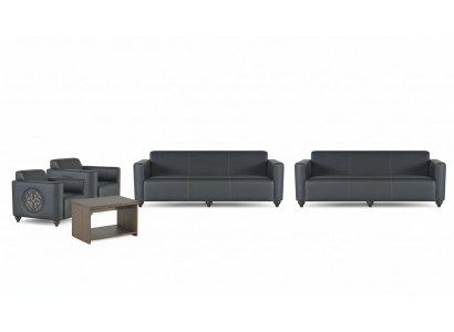 Stylvoll Aarbechtszëmmer Miwwelen Designer 2x 3-Sëtzer 2x Fotell Couchtësch