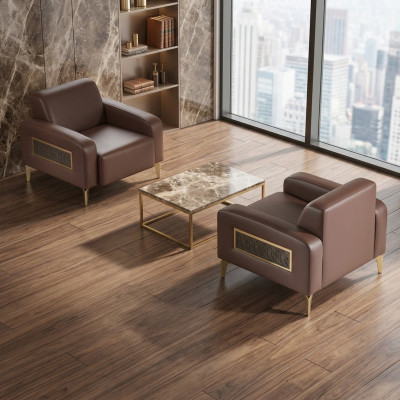 Aarbechtszëmmer-Set 2tlg Sessell Braun Eefaarweg Modern Design Wunnzëmmer