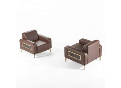 Aarbechtszëmmer-Set 2tlg Sessell Braun Eefaarweg Modern Design Wunnzëmmer