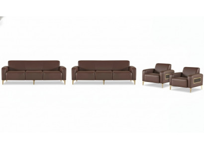 Herrlech brong Aarbechtszëmmer Ledergarnitur Modern dräisëtzer Sofasen an Sëtz.