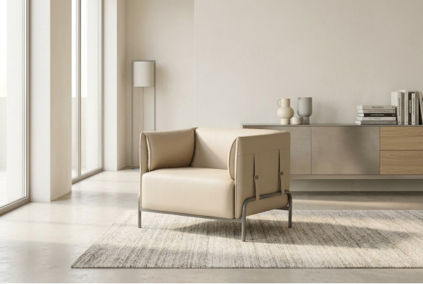 Fotell Beige Monochrom Muster Aarbechtszëmmer Modernen Designstil Stuff