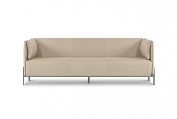 Aarbechtsraum-Set 3-Sëtz-Sofa Beige Modernen Design Wunnzëmmer Këssen
