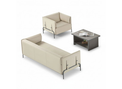Aarbechtszëmmer-Set 3tlg Beige 3-Sëtzer Stillgréng Couchtisch Wunnzëmmer
