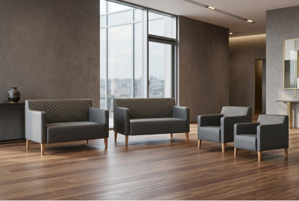 Aarbechtszëmmer-Set 4tlg 2x S-Sëtz 2x Fauteuil Schwaarz Eefaarweg Modern