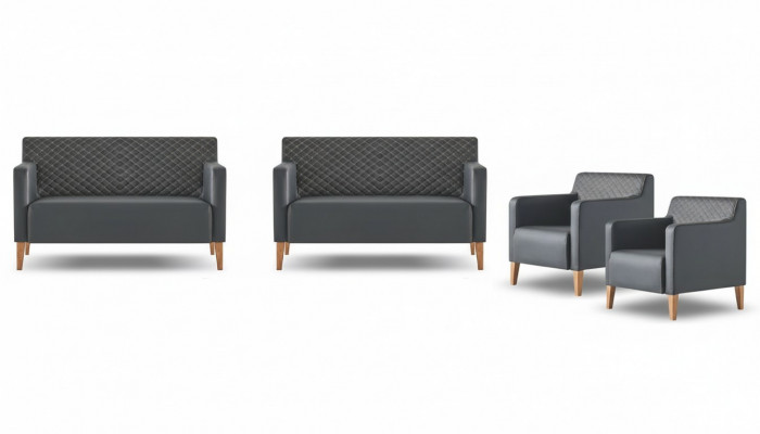 Aarbechtszëmmer-Set 4tlg 2x S-Sëtz 2x Fauteuil Schwaarz Eefaarweg Modern