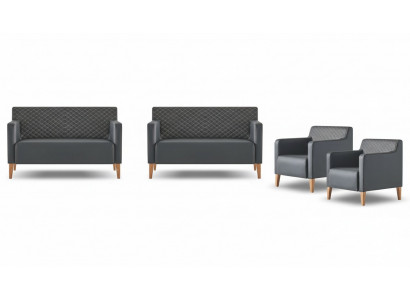 Aarbechtszëmmer-Set 4tlg 2x S-Sëtz 2x Fauteuil Schwaarz Eefaarweg Modern