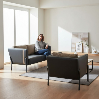 Aarbechtszëmmer Sëtzmiwwelen Luxusgréng Lieder 2-Sëtzer Edele Fauteuil