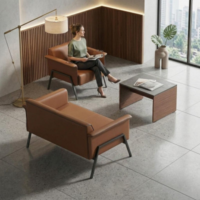 Brong Büro-Garnitur Designer Holz Dësch Eenzel-Sëtz Zwee-Sëtz Miwwelen