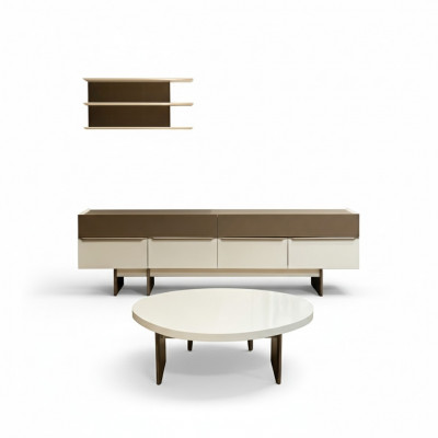 Moderne Wunnzëmmer Garnitur Sideboard Designer Wandregal Couchtisch 3 Deeler