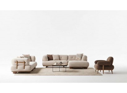Stilvoll Sofa Garnitur Wunnzëmmert Still Luxus Sofa L-Form Fautuell Canapé