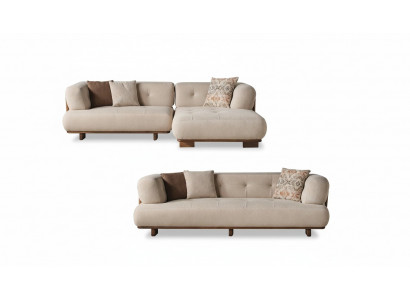 Stilvoll beige Sofagarnitur Ecksofa L-Form Polstermöbel Drësëtz-Sofa