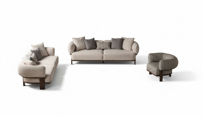 Hellgréng Wunnzëmmer Sëtzgruppe Polstersofaen Textilsëtz 2x Sofas