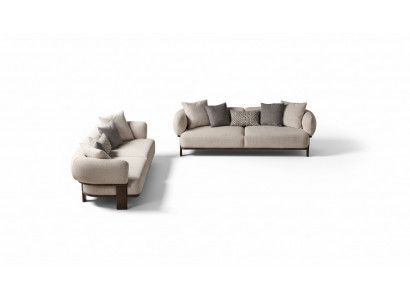 Hellbéisch Modern Sofa-Suite Wunnzëmmer 2x Dräisëtzer Polster Sofas