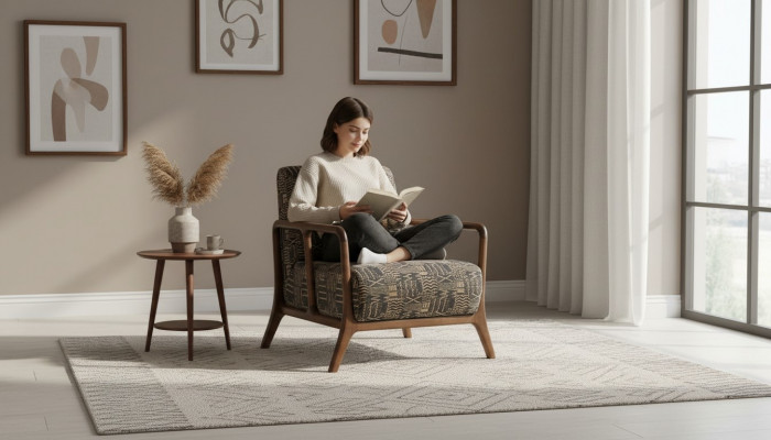 Luxuriéis Designer Miwwelen Gepolsterschte Sëtz Wunnzëmmer Eenzelt Sëtztextil Still