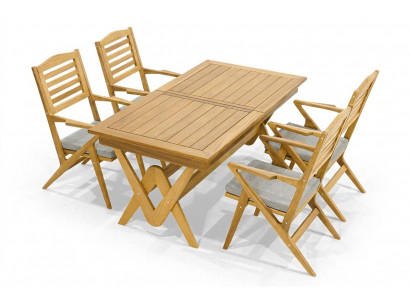 Robust Gaart Garnitur Iessgarnitur 4x Holzstull Designer Iessdësch 5tlg