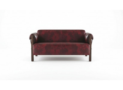 Couch Bordeaux Liederdivan 2-Sëtzer Lieder Holz Modern Divan Aarmleenen