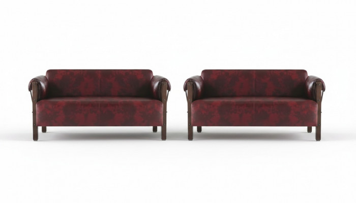 Liederkanapéë 2-Sëtzer Bordeaux Lieder Sëtzmiwwelen Sofa-Set Kanapéë Modern.