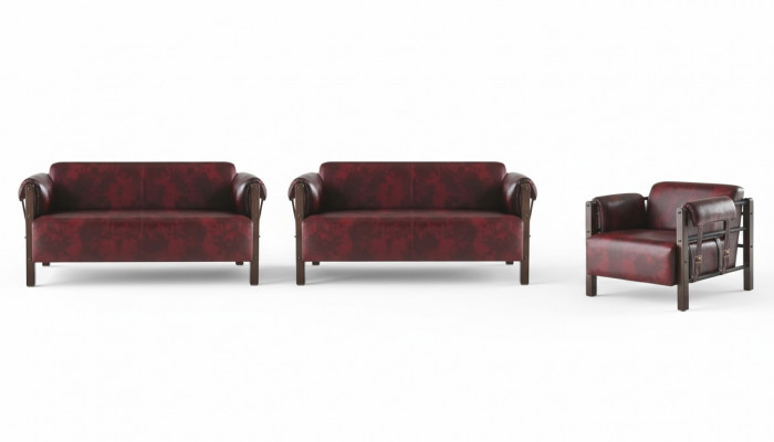 Sofa-Set 2-Sëtzer Fauteuil Liederzofu Komplett Lieder Holz Modern Gëeegent