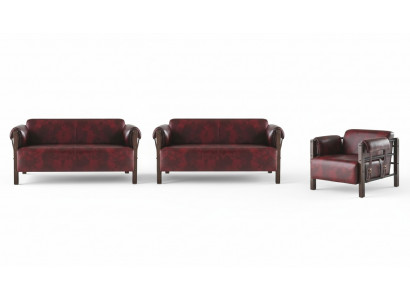 Sofa-Set 2-Sëtzer Fauteuil Liederzofu Komplett Lieder Holz Modern Gëeegent
