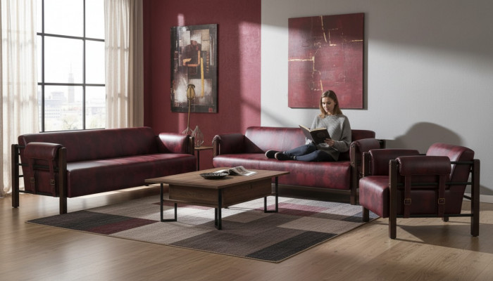 Sëtzmiwwel-Set 3-Sëtzer Sessell Lieder Weich Holz Liederbésofas Modern Sofas