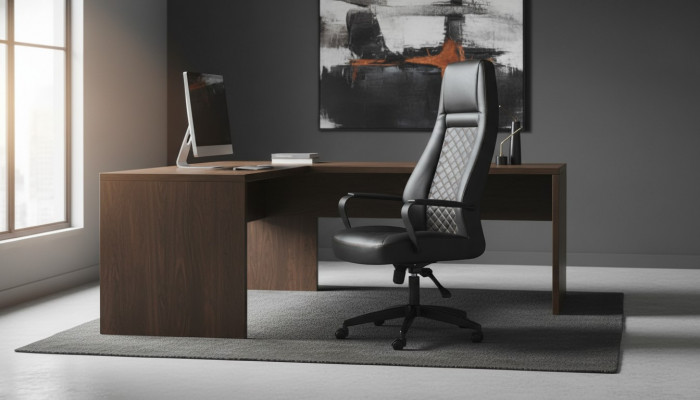 Bürostull Schwaarz Dreessessel Arbechtszëmmer Modern Büro Rullen Lieder