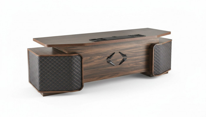 Bürosdësch Schiefen Aarbechtsraum Rektangulär Braun Schwaarz Modern Holz