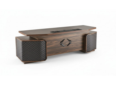 Bürosdësch Schiefen Aarbechtsraum Rektangulär Braun Schwaarz Modern Holz