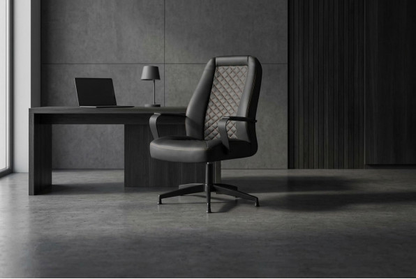 Bürosfotel Schwaarz Chefsessel Aarbechtszëmmer Büro Modern Waacht Lieder Holz