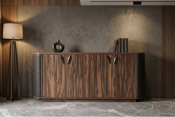 Sideboard Aktenaarbechtsschaf Braun Véierdürech Modern Rechtéckeg Aarbechtszëmmer