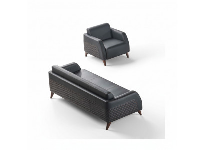 Lieder Sofa Set 3-Sëtzer Fauteuil Schwaarz Canapé Modern Sofa-Set Sëtzmiwwel
