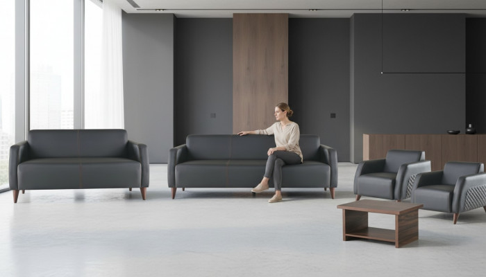 Ledercouches Schwaarz 3-Sëtzer 2-Sëtzer Fauteuil Braun Desch Canapé Miéckeg