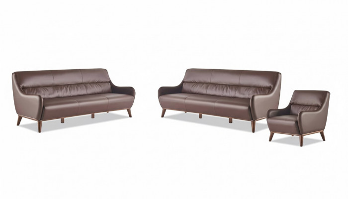 Sëtzmiwwel 3-Sëtzer Sessell Bruin Ledersofas Couch Lehnsessel Klassesch