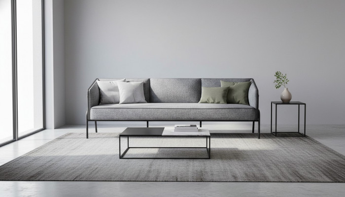 Liedergaustull 3-Sëtzer Gro Sofa Modern Dräisëtzeg Textil Edelstahl Lieder