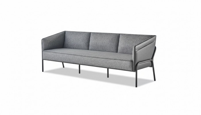 Liedergaustull 3-Sëtzer Gro Sofa Modern Dräisëtzeg Textil Edelstahl Lieder