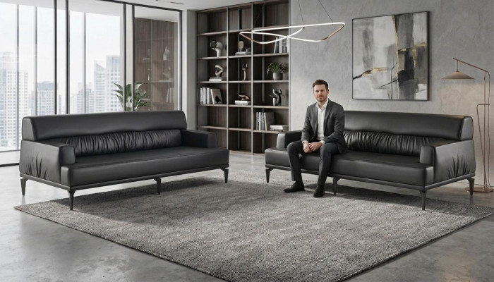 Canapéë Lieder Canapé-Set Schwaarz 3-Sëtzer Dräisëtzege Liederkanapéë Couche Modern