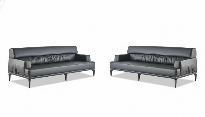 Canapéë Lieder Canapé-Set Schwaarz 3-Sëtzer Dräisëtzege Liederkanapéë Couche Modern