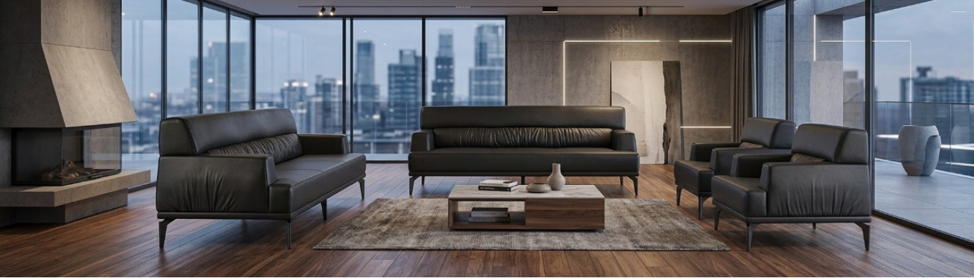 Sëtzkombinatioun Couch Polster Miwwelen Büroariichtung Sëtzer Schwaarz Sofa-Set 4stéck.