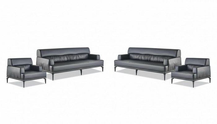 Sëtzkombinatioun Couch Polster Miwwelen Büroariichtung Sëtzer Schwaarz Sofa-Set 4stéck.