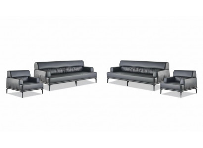 Sëtzkombinatioun Couch Polster Miwwelen Büroariichtung Sëtzer Schwaarz Sofa-Set 4stéck.