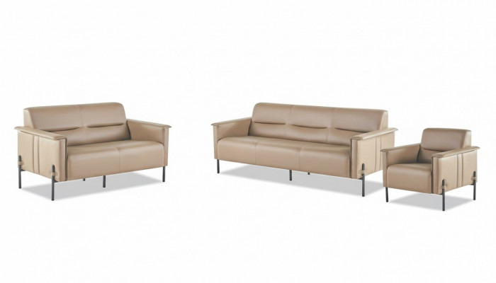 Sëtzmiwwel Beige Sofagarnitur Set 3-Sëtzer 2-Sëtzer Fotell Lieder Modern