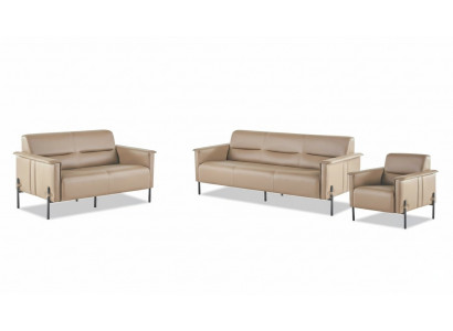 Sëtzmiwwel Beige Sofagarnitur Set 3-Sëtzer 2-Sëtzer Fotell Lieder Modern